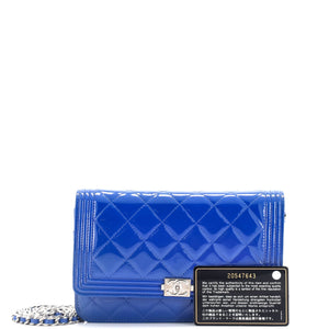 Boy Wallet on Chain Quilted Patent