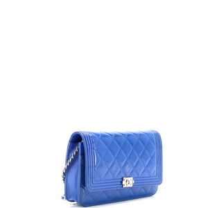 Boy Wallet on Chain Quilted Patent