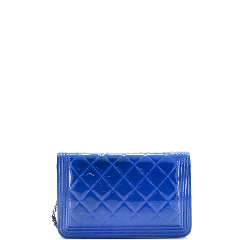 Boy Wallet on Chain Quilted Patent