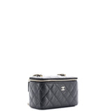 Classic Vanity Case with Chain Quilted Caviar Small