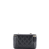 Classic Vanity Case with Chain Quilted Caviar Small