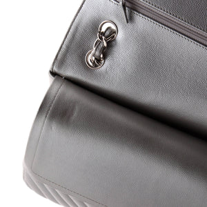 Classic Double Flap Bag Chevron Caviar Jumbo