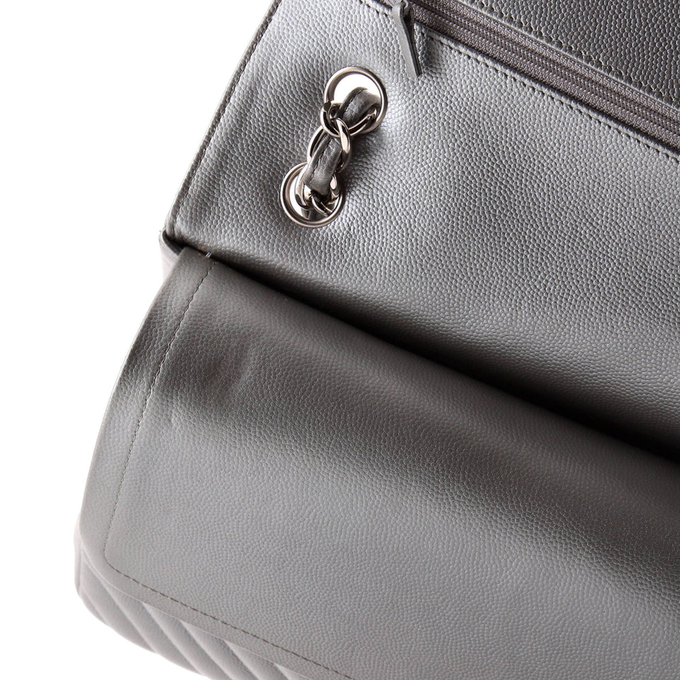 Classic Double Flap Bag Chevron Caviar Jumbo