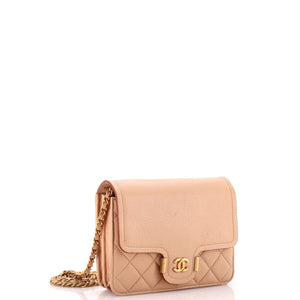 Archi Chic Square Wallet on Chain Quilted Grained Calfskin