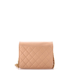 Archi Chic Square Wallet on Chain Quilted Grained Calfskin