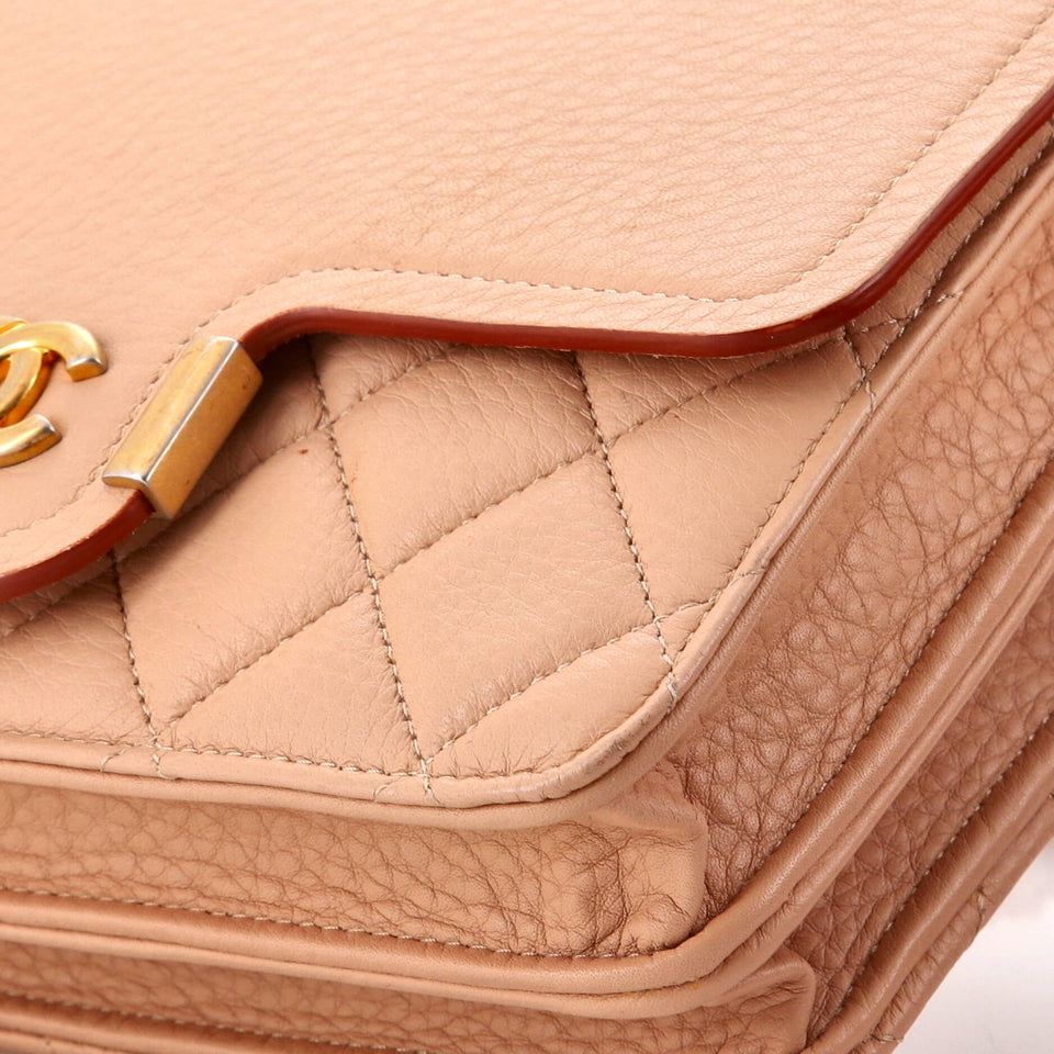 Archi Chic Square Wallet on Chain Quilted Grained Calfskin