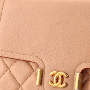 Archi Chic Square Wallet on Chain Quilted Grained Calfskin
