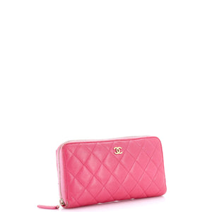 Zip Around Wallet Quilted Caviar Long