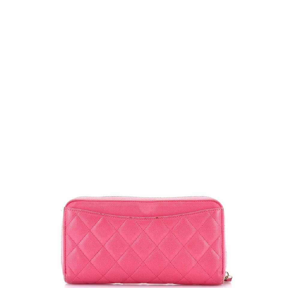 Zip Around Wallet Quilted Caviar Long