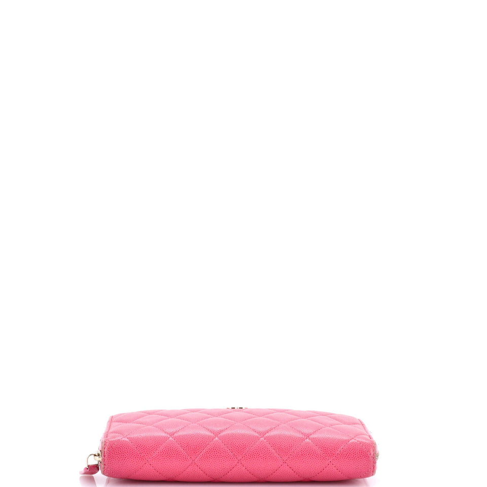 Zip Around Wallet Quilted Caviar Long