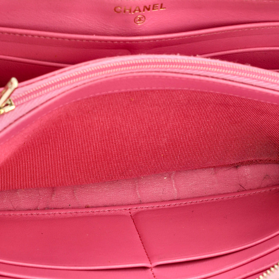 Zip Around Wallet Quilted Caviar Long