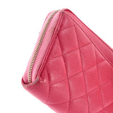 Zip Around Wallet Quilted Caviar Long