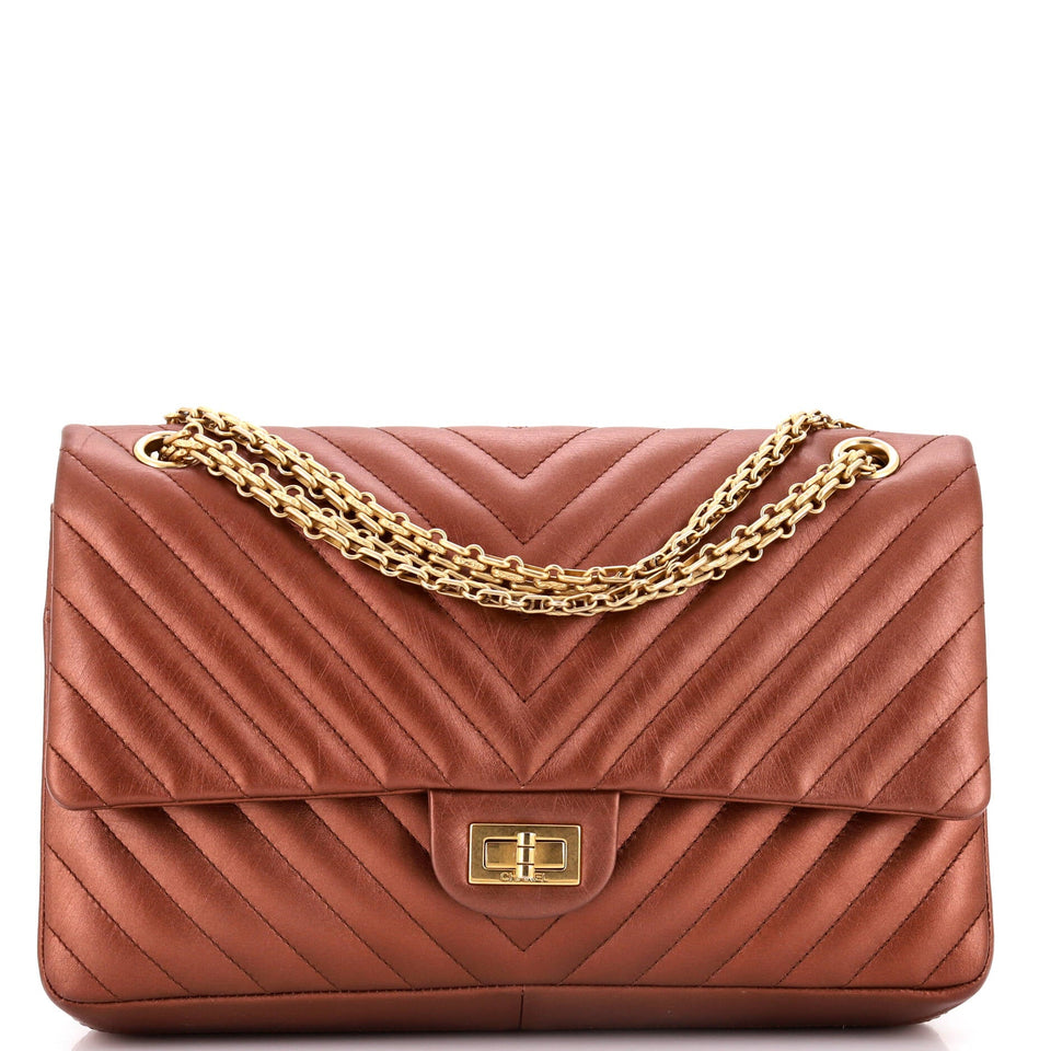 Reissue 2.55 Flap Bag Chevron Metallic Aged Calfskin 226