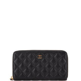 Zip Around Wallet Quilted Caviar Long