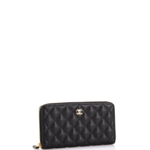Zip Around Wallet Quilted Caviar Long