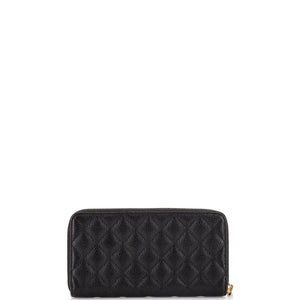 Zip Around Wallet Quilted Caviar Long