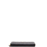 Zip Around Wallet Quilted Caviar Long