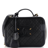 Filigree Vanity Case Quilted Caviar Large