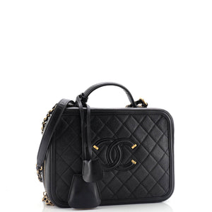 Filigree Vanity Case Quilted Caviar Large