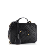 Filigree Vanity Case Quilted Caviar Large