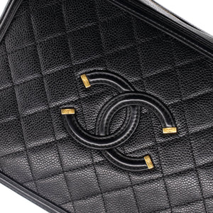 Filigree Vanity Case Quilted Caviar Large