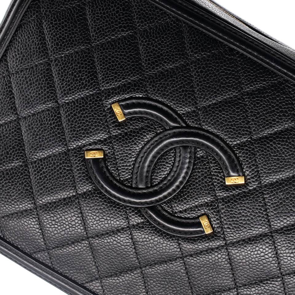 Filigree Vanity Case Quilted Caviar Large