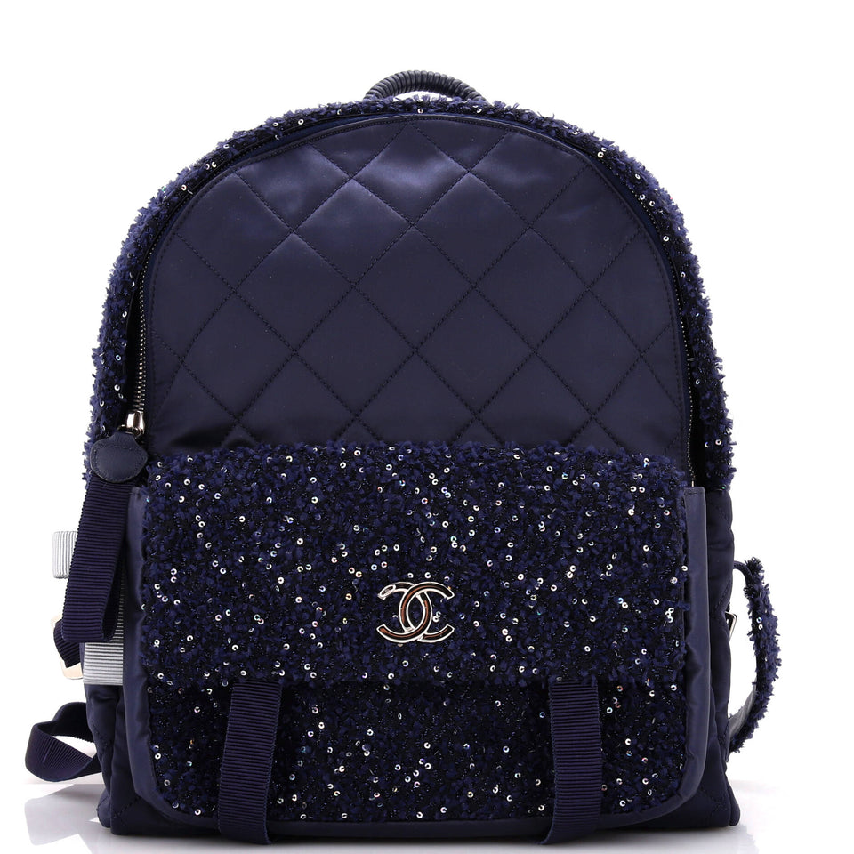 Astronaut Essentials Backpack Quilted Nylon with Tweed Medium