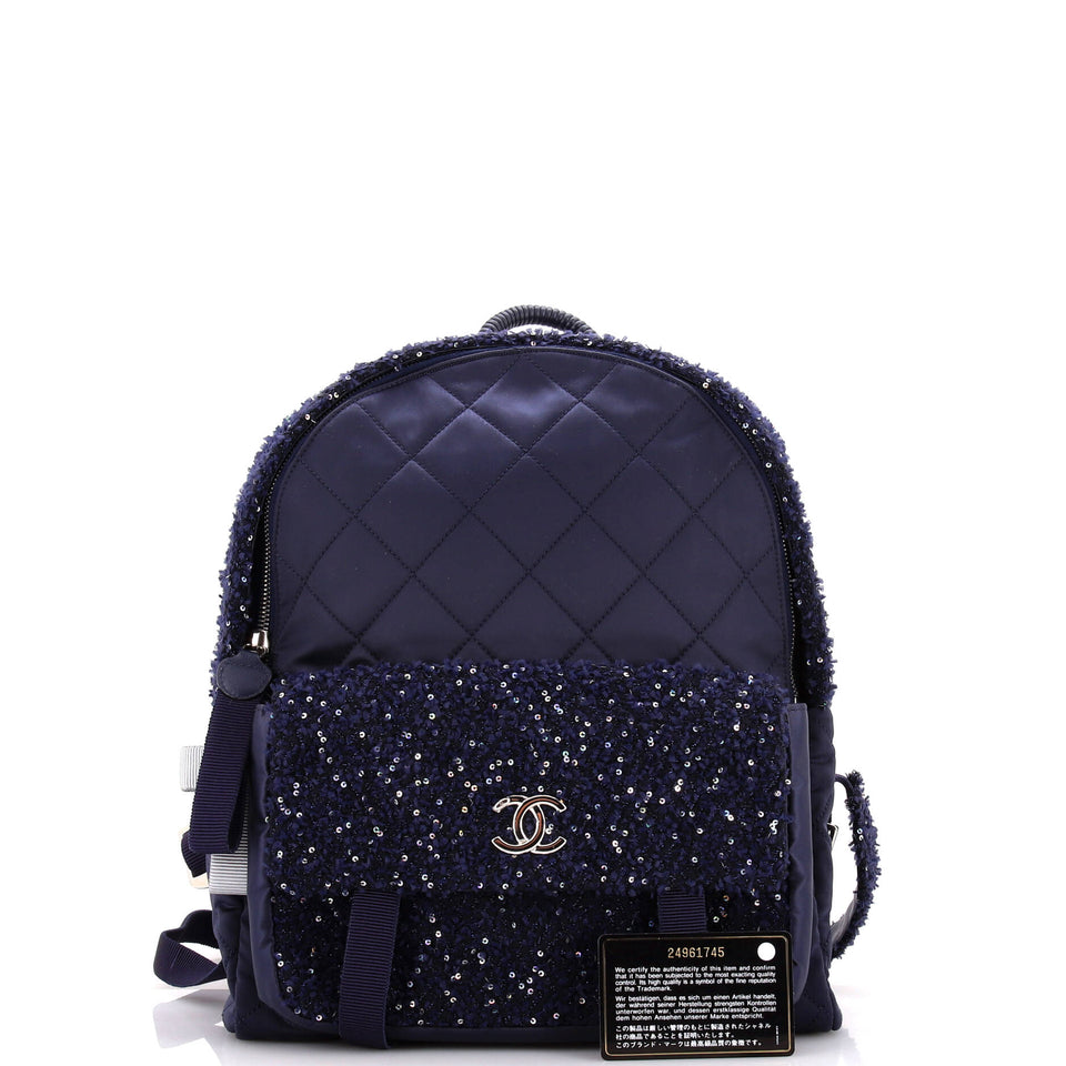Astronaut Essentials Backpack Quilted Nylon with Tweed Medium