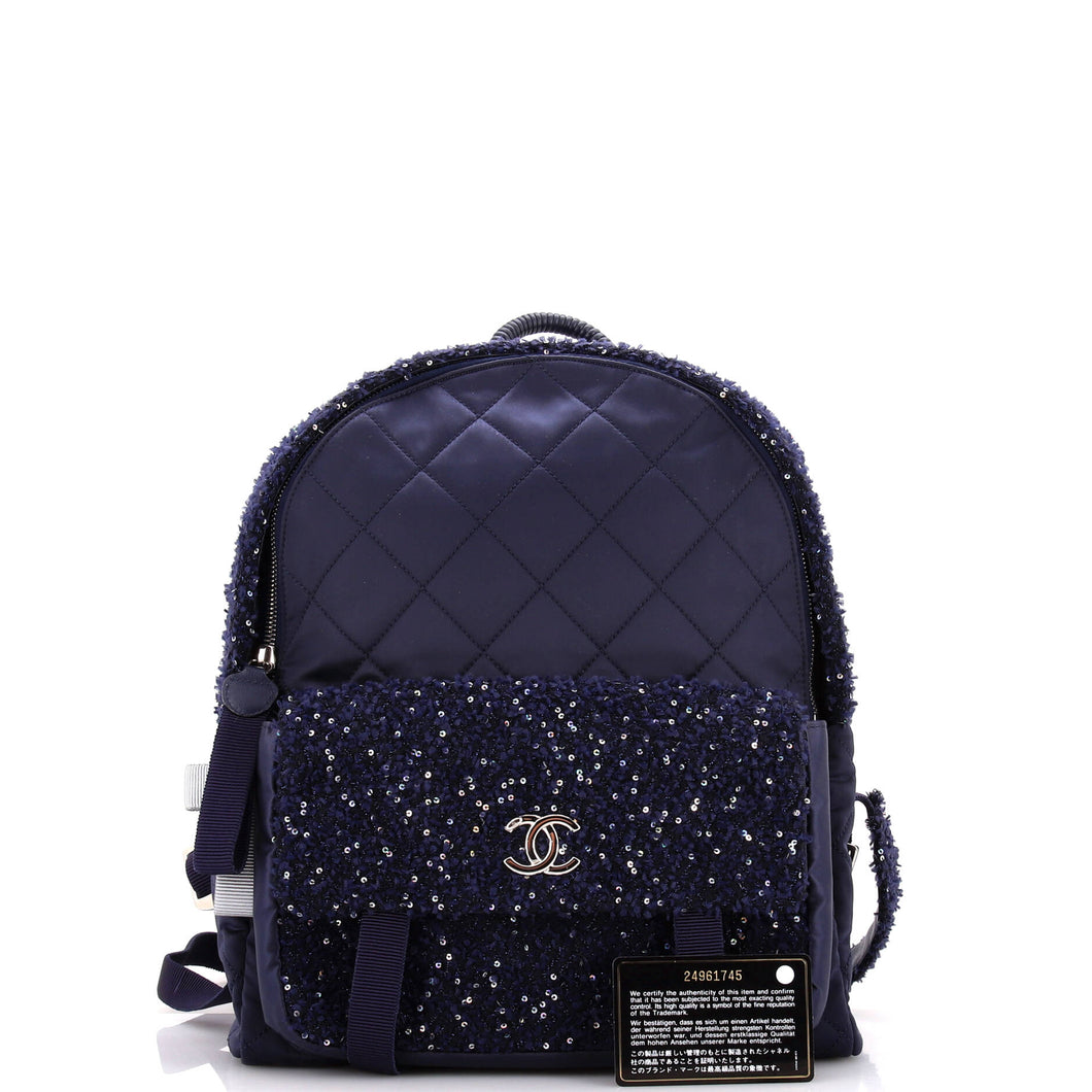 Astronaut Essentials Backpack Quilted Nylon with Tweed Medium