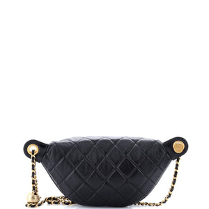 Resin Elegant Chain Belt Bag Quilted Lambskin