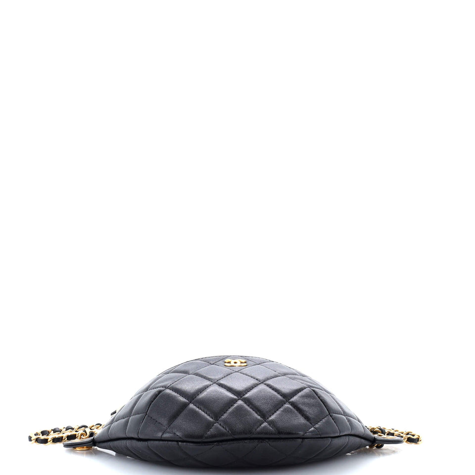 Resin Elegant Chain Belt Bag Quilted Lambskin