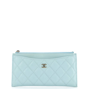 Classic Zip Pouch Quilted Caviar Long