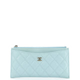 Classic Zip Pouch Quilted Caviar Long