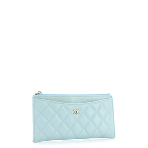 Classic Zip Pouch Quilted Caviar Long