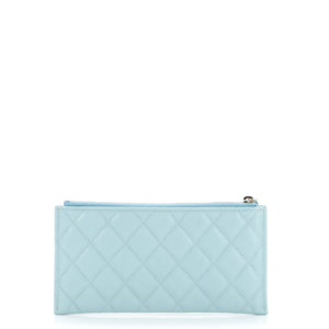 Classic Zip Pouch Quilted Caviar Long