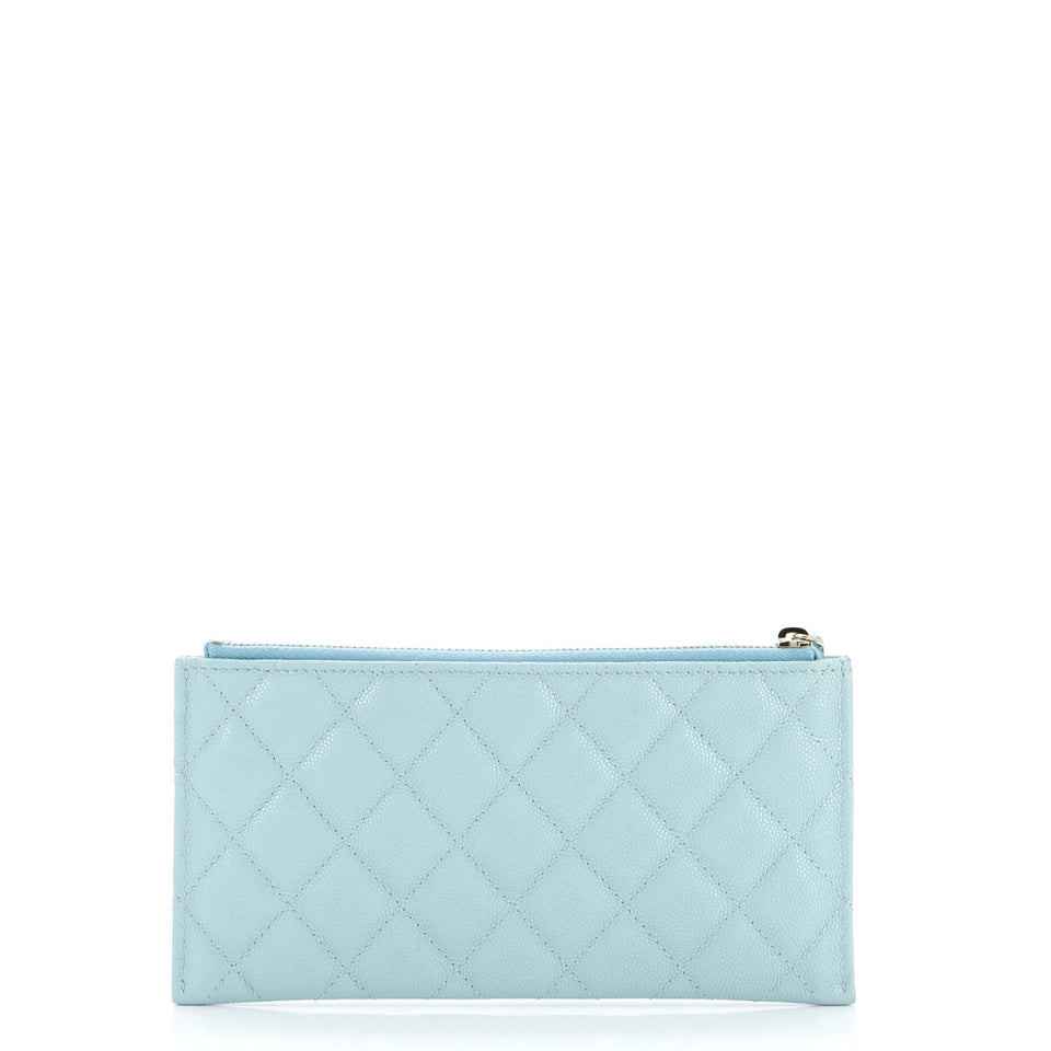 Classic Zip Pouch Quilted Caviar Long