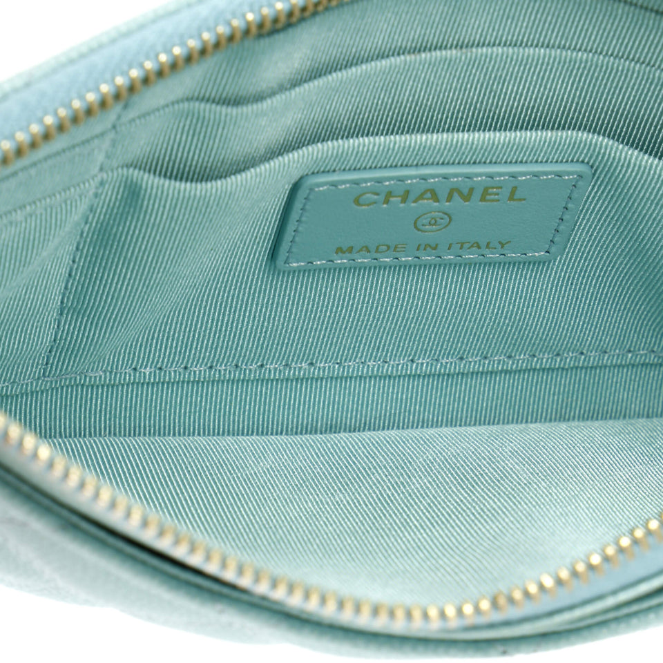 Classic Zip Pouch Quilted Caviar Long