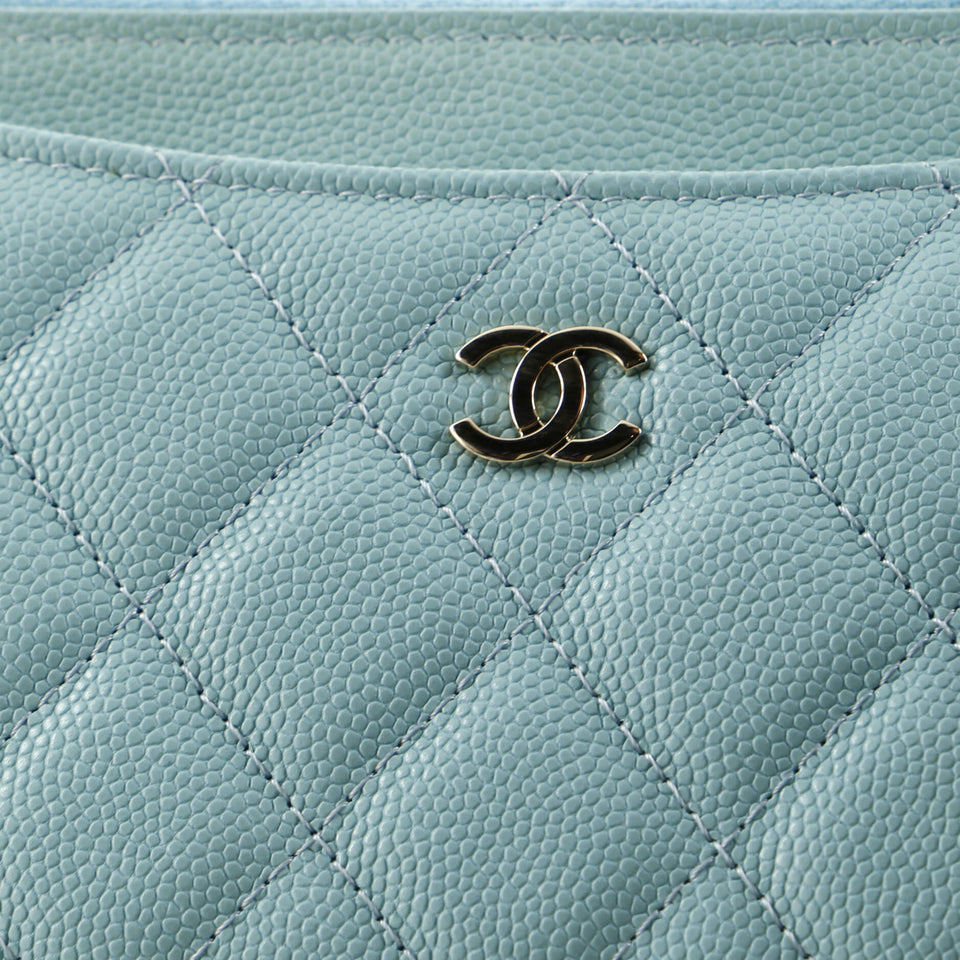 Classic Zip Pouch Quilted Caviar Long