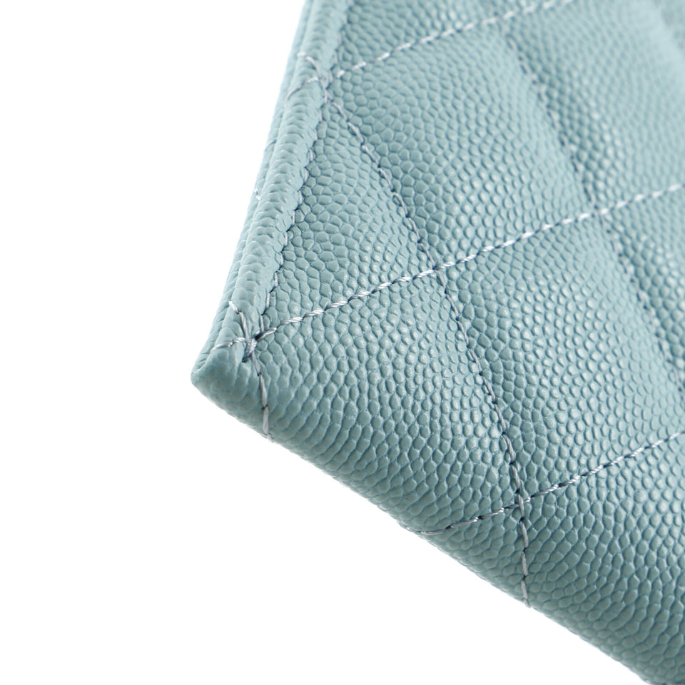 Classic Zip Pouch Quilted Caviar Long