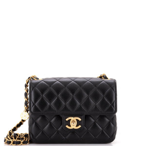 Casino Royale Charms Square Flap Bag Quilted Lambskin with Enamel Small