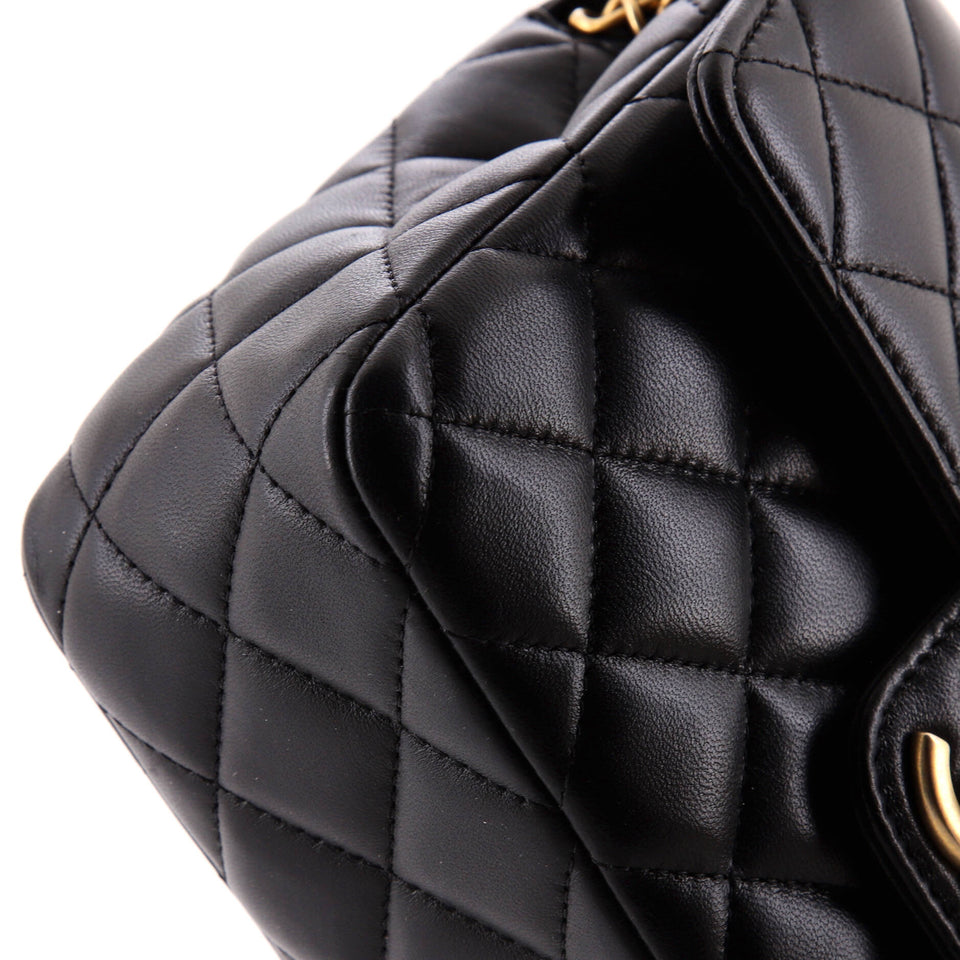 Casino Royale Charms Square Flap Bag Quilted Lambskin with Enamel Small
