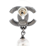 CC Dangle Earrings Crystal Embellished Metal with Faux Pearls