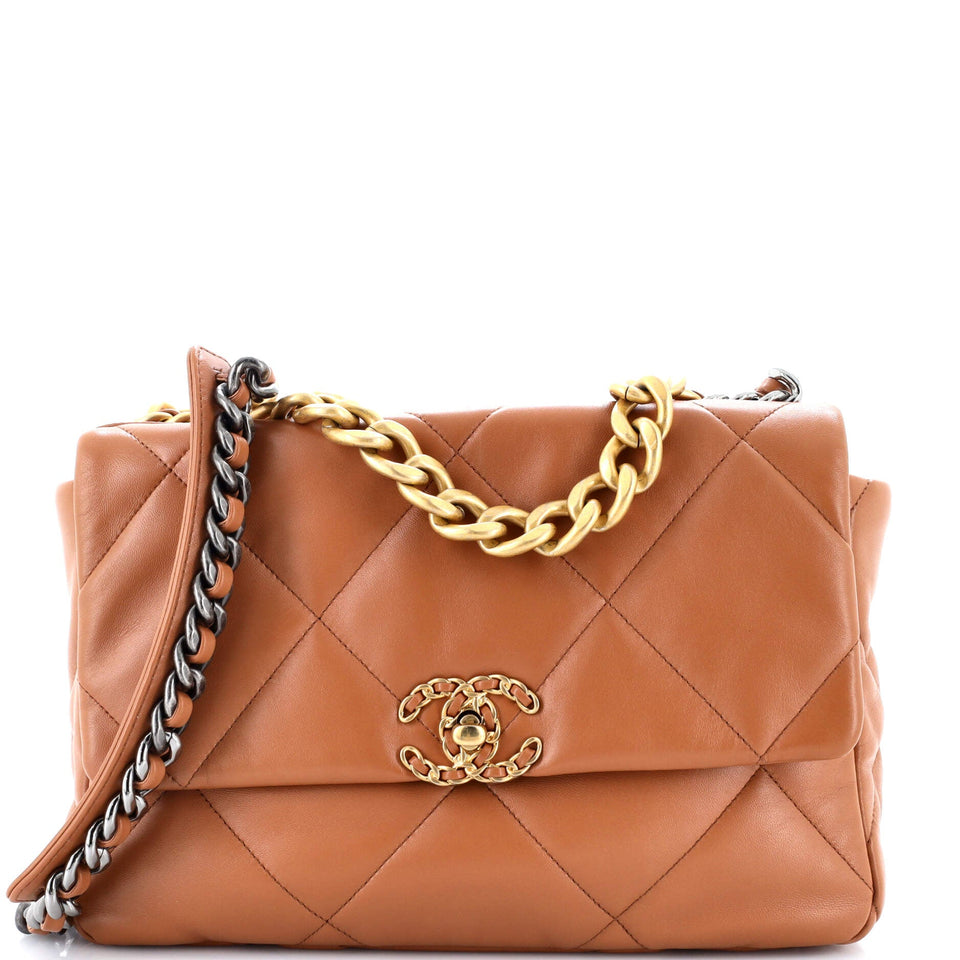 19 Flap Bag Quilted Leather Large