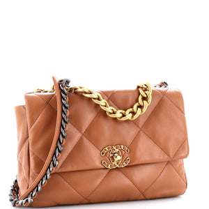 19 Flap Bag Quilted Leather Large