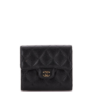 CC Compact Classic Flap Wallet Quilted Caviar