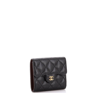 CC Compact Classic Flap Wallet Quilted Caviar