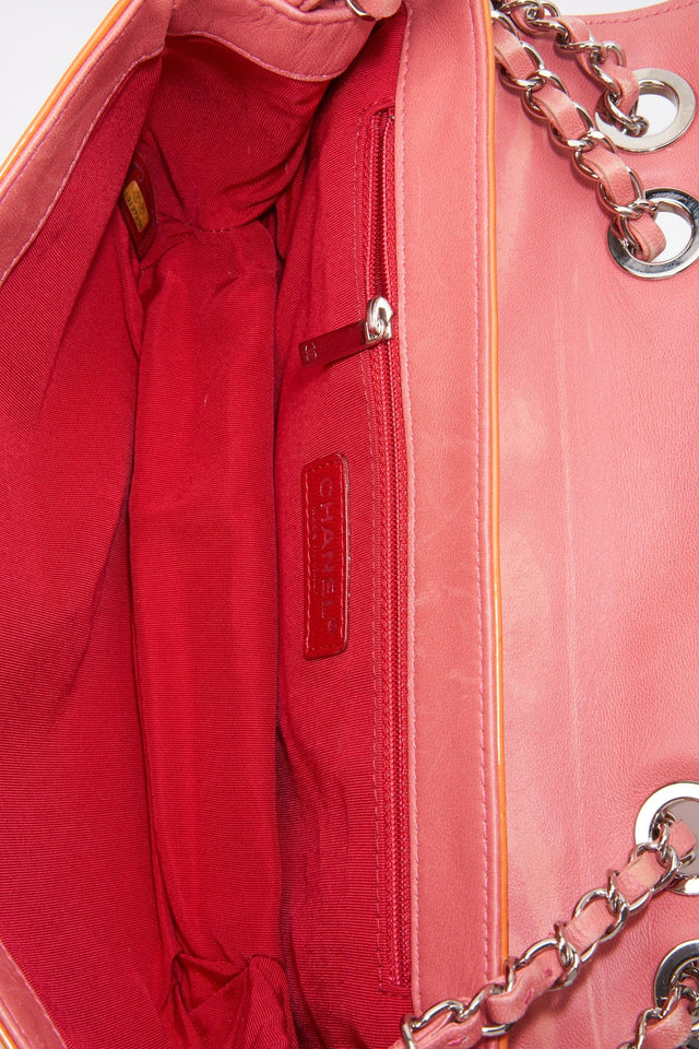 Vintage Chanel Patent Orange and Pink Leather Bag