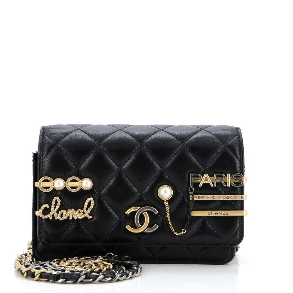 Coco Clips Wallet on Chain Embellished Quilted Lambskin Mini