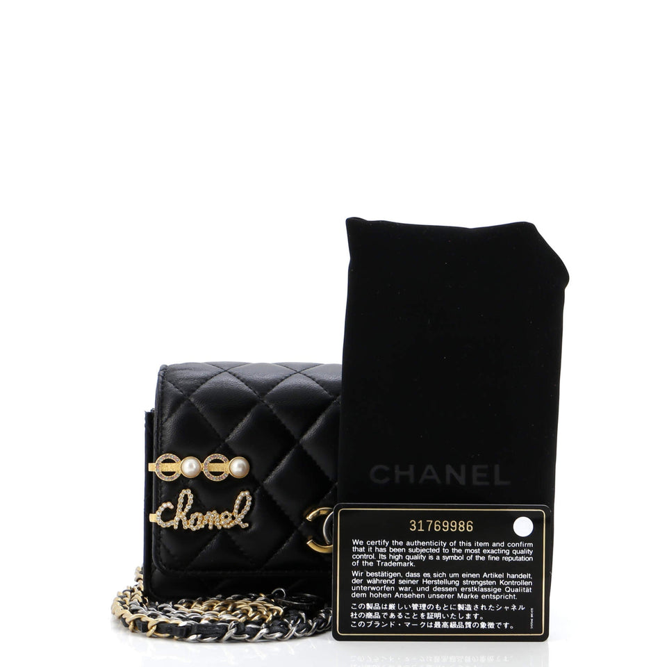Coco Clips Wallet on Chain Embellished Quilted Lambskin Mini