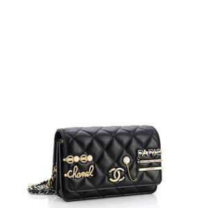 Coco Clips Wallet on Chain Embellished Quilted Lambskin Mini